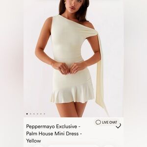 Peppermayo Palm House Asymmetric Mini Dress - Ivory